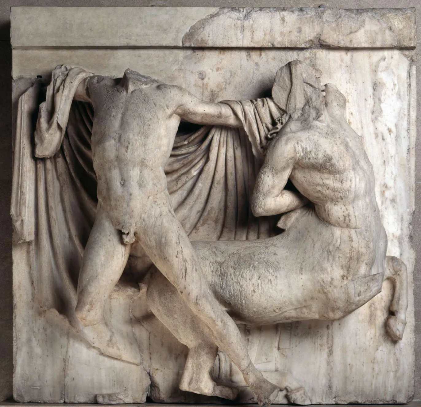 <b>Fig 6.</b> South metope 27 from the Parthenon, 447–438 BCE. London, The British Museum.